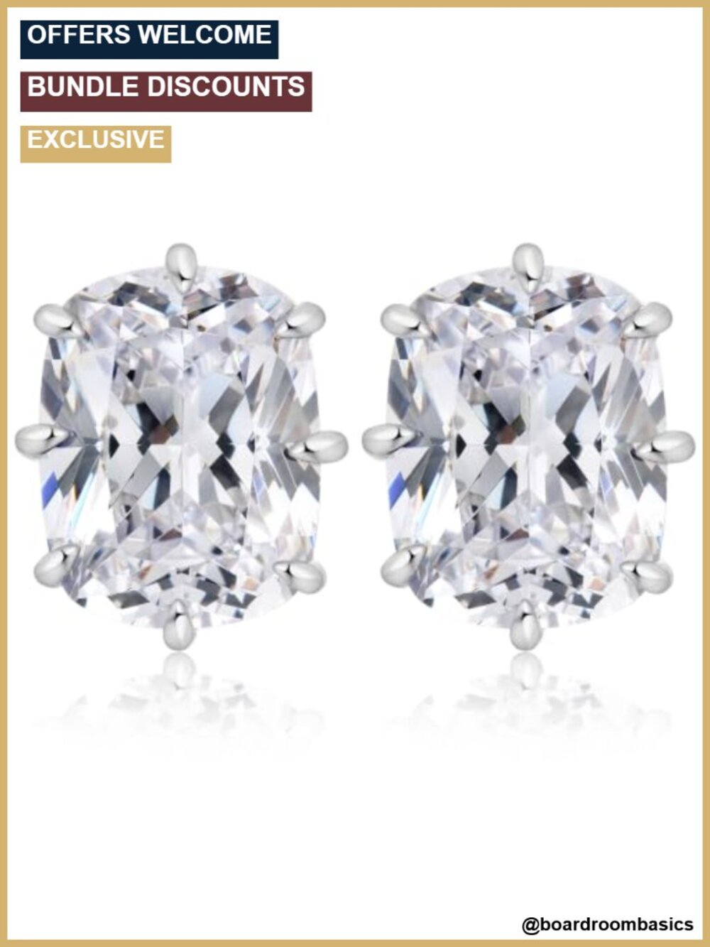 Sterling Silver CZ Cushion Stud Earrings Hypoallergenic Gift